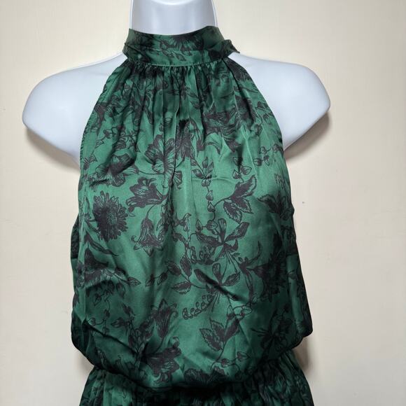 Do+Be Green Satin Halter Tie Back Smocked Mini Dress Small 90s Y2K Bratz Party - Picture 4 of 13